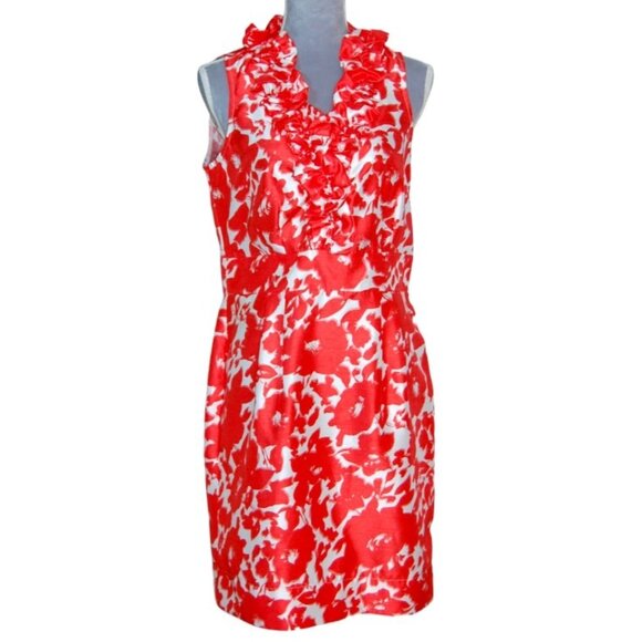 Just Taylor Orange Floral Dress Size 10 - Picture 1 of 5